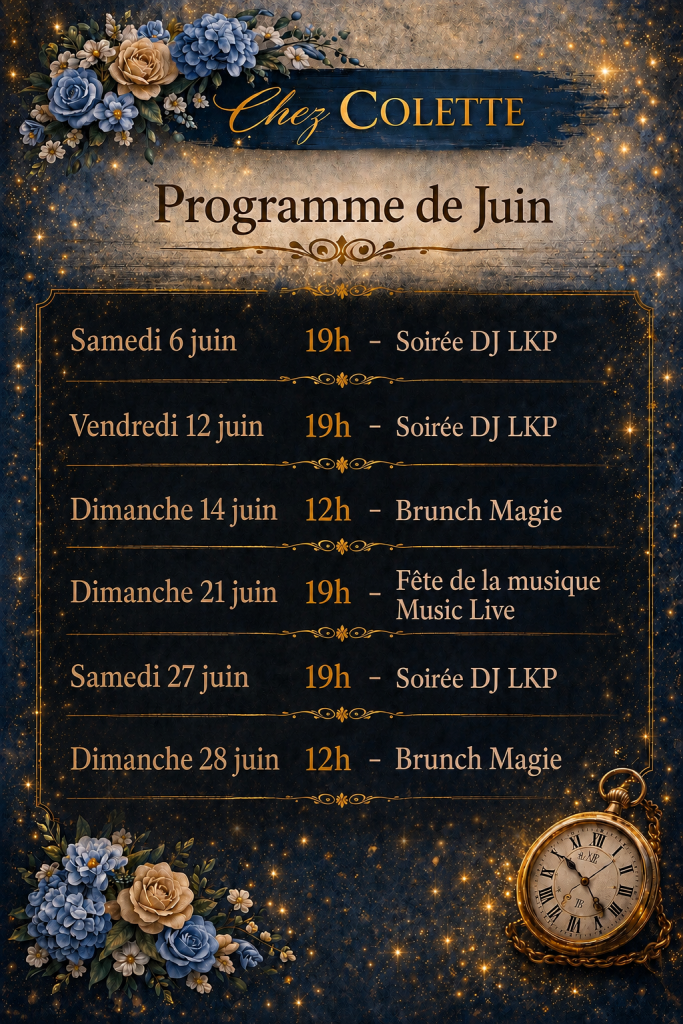 Le programme de juin arrive Chez Colette !